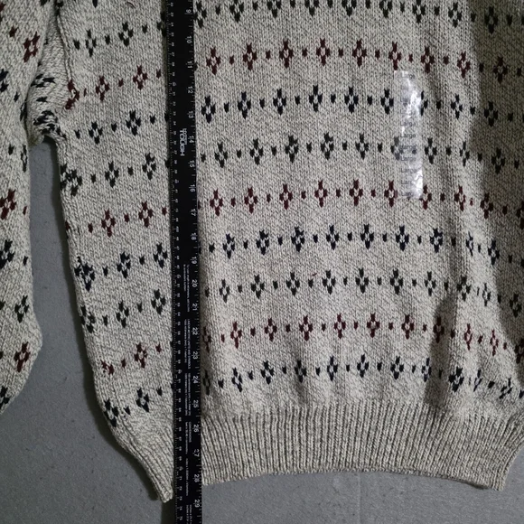 VTG NWT Fieldmaster 100% Cotton Geometric Fisherman Knit Sweater USA Size Large - Picture 5 of 11